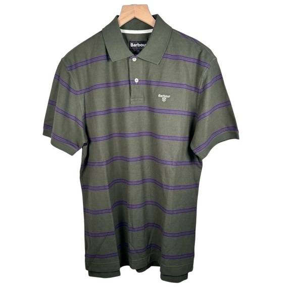 Barbour Size Large Polo Striped Short Sleeve Golf Office Work - Picture 1 of 7